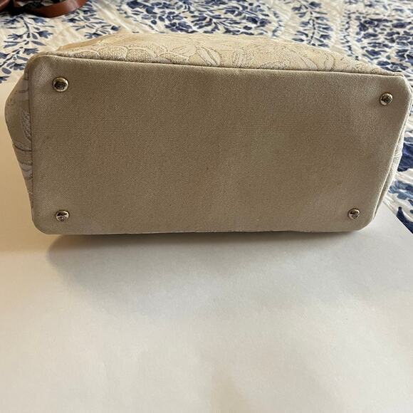 Oscar de la Renta | Floral Lace Cream Canvas Bag Neiman Marcus - Picture 5 of 9